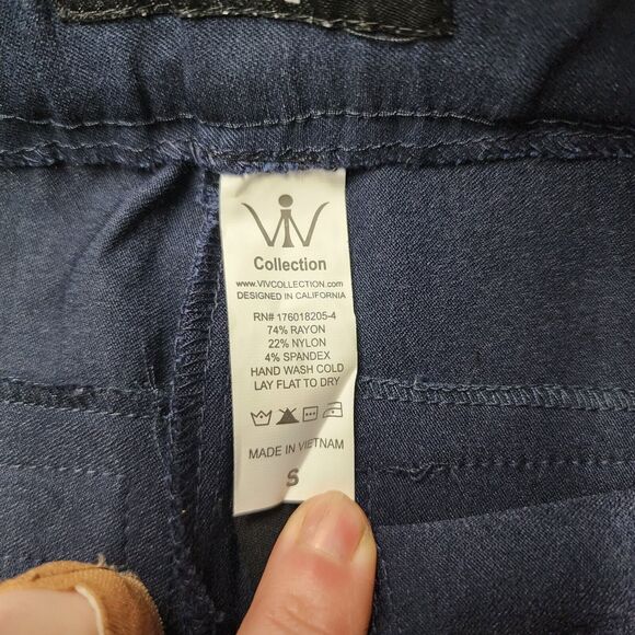 VIV Collection Women's Straight Fit Trouser Work Pants Navy Blue Size Small (A31 - Picture 4 of 8